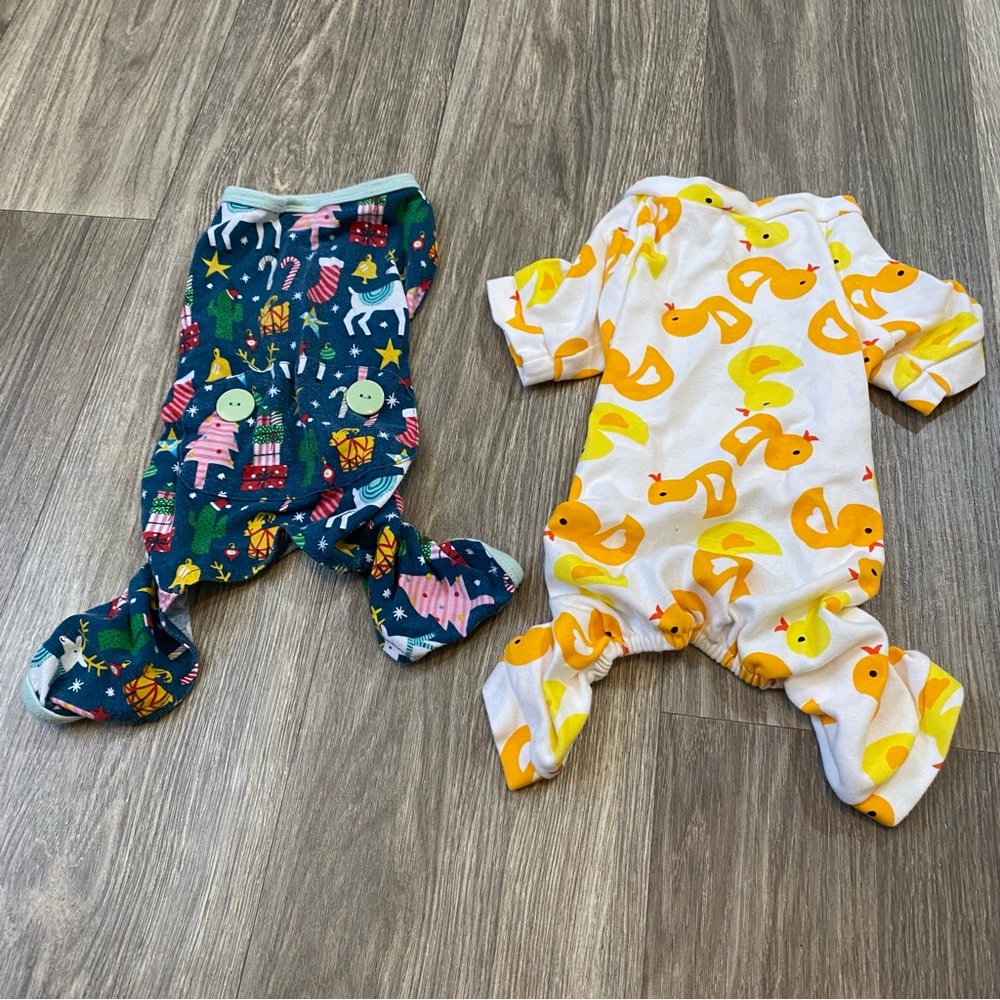 Dog One Pieces Christmas Print and Duck Print Size Small